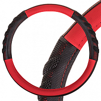 Оплетка SKYWAY Racer-1 M (370-390мм) Черно/красная экокожа /10шт